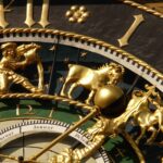 astronomical clock, clock, time, date, day, month, year, zodiac, zodiac ring, isaak right, moon phases, ulm, town hall, watchmaking, watchmaker, dial, pointer, time display, seasons, macro, close up, golden, gold, zodiac, zodiac, zodiac, zodiac, zodiac